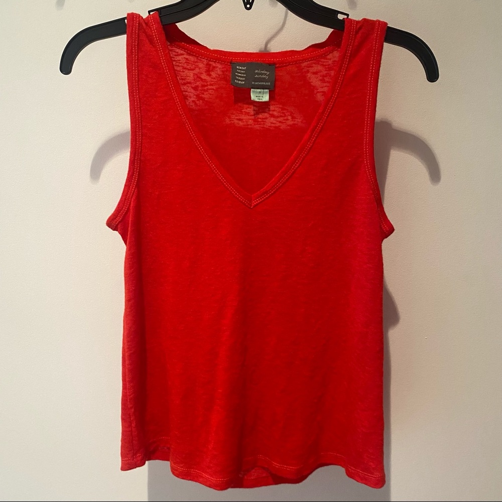 Anthropologie Women’s Red/Orange V-Neck Tank Top. Size Small